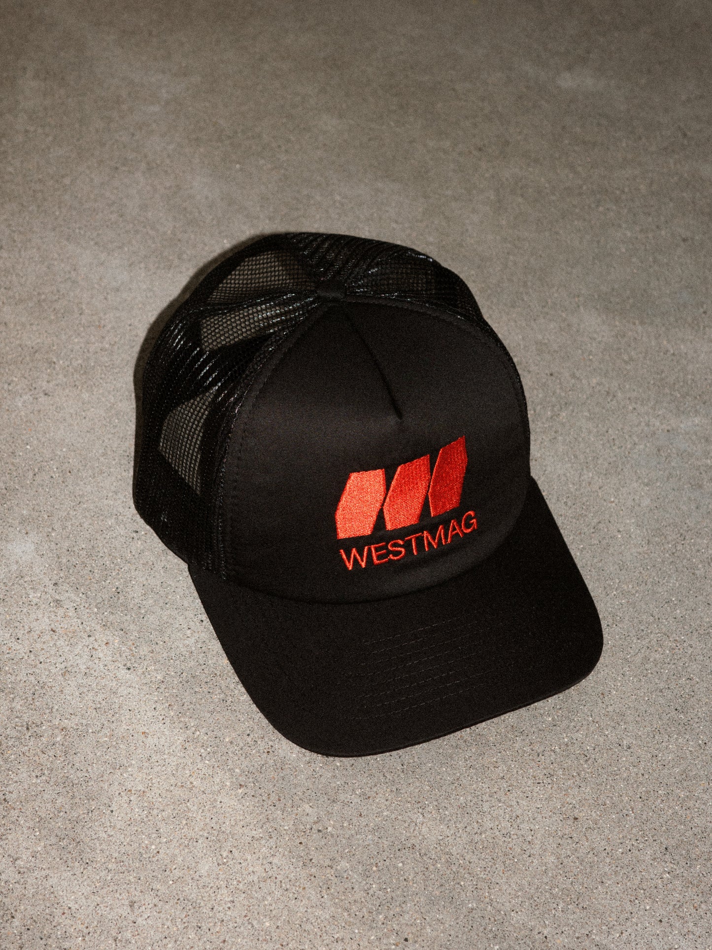 Black Embroidered Trucker Hat