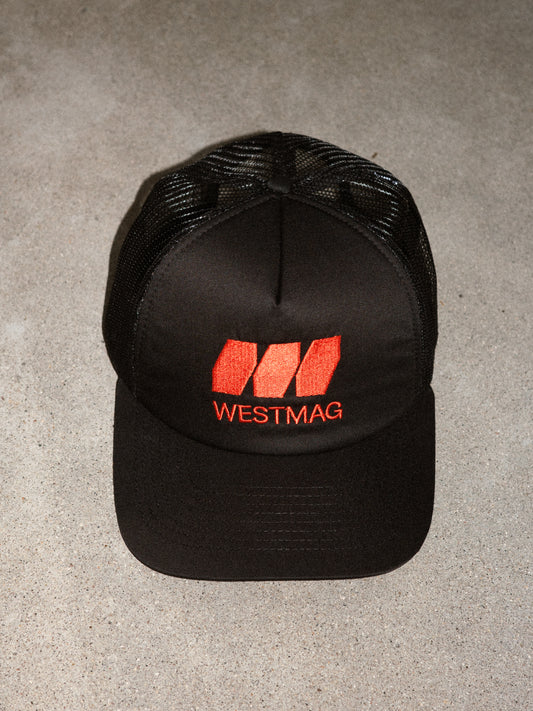 Black Embroidered Trucker Hat